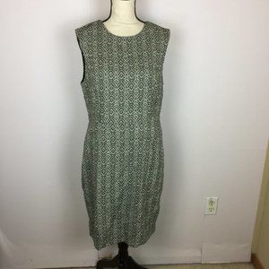 Banana Republic Sheath Dress 12P Womans Petite Black White Jacquard Sleeveless
